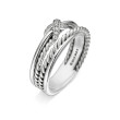 X Crossover Band Ring in Sterling Silver with Diamonds, 6mm
