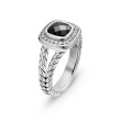 Petite Albion® Ring in Sterling Silver with Black Onyx and Diamonds, 7mm