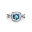 Petite Albion® Ring in Sterling Silver with Blue Topaz and Pave Diamonds