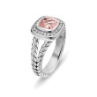 Petite Albion® Ring in Sterling Silver with Morganite and Diamonds, 7mm