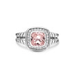 Petite Albion® Ring in Sterling Silver with Morganite and Pave Diamonds