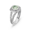 Petite Albion® Ring in Sterling Silver with Prasiolite and Pave Diamonds