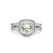 Petite Albion® Ring in Sterling Silver with Prasiolite and Pave Diamonds
