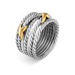 Double X Crossover Ring in Sterling Silver with 18K Yellow Gold, 13mm
