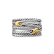 Double X Crossover Ring in Sterling Silver with 18K Yellow Gold