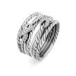 Double X Crossover Ring in Sterling Silver with Pave Diamonds
