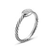 Cable Collectibles® Oval Stack Ring in Sterling Silver with Pavé Diamonds, 2.5mm