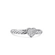 Cable Collectibles® Heart Stack Ring in Sterling Silver with Pavé Diamonds, 6.2mm