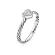 Cable Collectibles® Heart Stack Ring in Sterling Silver with Pavé Diamonds, 6.2mm