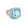 Albion® Ring in Sterling Silver with Blue Topaz and Pave Diamonds