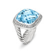 Albion® Ring in Sterling Silver with Blue Topaz and Pave Diamonds