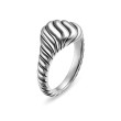 Sculpted Cable Pinky Ring in Sterling Silver, 10mm