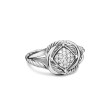 Infinity Ring in Sterling Silver with Pave Diamonds