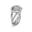 Infinity Ring in Sterling Silver with Pave Diamonds