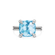 Chatelaine® Ring in Sterling Silver with Blue Topaz and Pave Diamonds