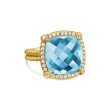 Chatelaine® Pavé Bezel Ring in 18K Yellow Gold with Blue Topaz and Diamonds, 14mm