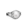 Albion® Pearl Ring in Sterling Silver with Pave Diamonds