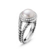 Albion® Pearl Ring in Sterling Silver with Pave Diamonds