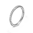 Cable Collectibles® Stack Ring in Sterling Silver with Diamonds, 2mm
