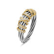 Helena Ring in Sterling Silver with 18K Yellow Gold and Pave Diamonds