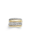 Pure Form® Five Row Ring in Sterling Silver with 18K Yellow Gold