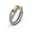 Cable Loop Band Ring in Sterling Silver with 18K Yellow Gold, 7mm