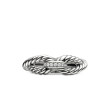 Cable Loop Band Ring in Sterling Silver with Pave Diamonds