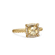 Petite Chatelaine® Pavé Bezel Ring in 18K Yellow Gold with Champagne Citrine and Diamonds, 7mm