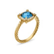 Petite Chatelaine® Pavé Bezel Ring in 18K Yellow Gold with Hampton Blue Topaz and Diamonds, 7mm