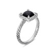 Petite Chatelaine® Pavé Bezel Ring in Sterling Silver with Black Onyx and Diamonds, 7mm
