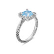Petite Chatelaine® Pave Bezel Ring in Sterling Silver with Blue Topaz and Diamonds