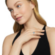 Petite Chatelaine® Pavé Bezel Ring in Sterling Silver with Blue Topaz and Diamonds, 7mm