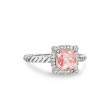 Petite Chatelaine® Pavé Bezel Ring in Sterling Silver with Morganite and Diamonds, 7mm