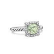 Petite Chatelaine® Pavé Bezel Ring in Sterling Silver with Prasiolite and Diamonds, 7mm