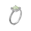 Petite Chatelaine® Pavé Bezel Ring in Sterling Silver with Prasiolite and Diamonds, 7mm