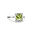 Petite Chatelaine® Pavé Bezel Ring in Sterling Silver with Peridot and Diamonds, 7mm