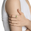 Petite Chatelaine® Pavé Bezel Ring in Sterling Silver with Peridot and Diamonds, 7mm