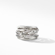 Crossover Buckle Ring in Sterling Silver with Pave Diamonds