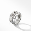 Crossover Buckle Ring in Sterling Silver with Pave Diamonds