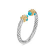 Renaissance Ring in Sterling Silver with 14K Yellow Gold, Turquoise and Diamonds, 2.3mm