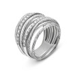 Crossover Ring in Sterling Silver with Pave Diamonds