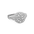 Chevron Pinky Ring in 18K White Gold with Pave Diamonds