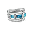 Stax Five Row Ring in Sterling Silver with Hampton Blue Topaz and Diamonds, 15mm