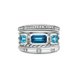 Stax Five Row Ring in Sterling Silver with Hampton Blue Topaz and Pave Diamonds
