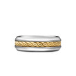 Cable Inset Band Ring in Sterling Silver with 18K Yellow Gold
