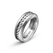 Cable Inset Band Ring in Sterling Silver, 8mm