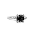 Chatelaine® Ring in Sterling Silver with Black Onyx and Pave Diamonds