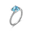 Chatelaine® Ring in Sterling Silver with Blue Topaz and Pave Diamonds