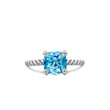 Chatelaine® Ring in Sterling Silver with Blue Topaz and Pave Diamonds