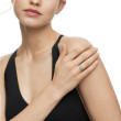 Chatelaine® Ring in Sterling Silver with Prasiolite and Diamonds, 8mm